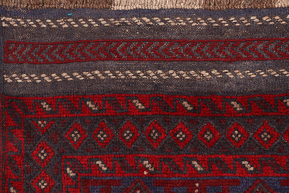 Dark Red Mashwani 2' 5 x 11' 8 - No. 63621 - ALRUG Rug Store