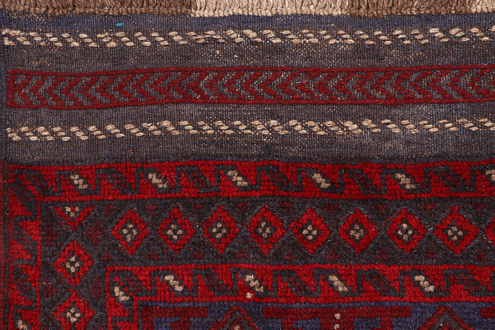 Dark Red Mashwani 2' 5 x 11' 8 - No. 63621 - ALRUG Rug Store