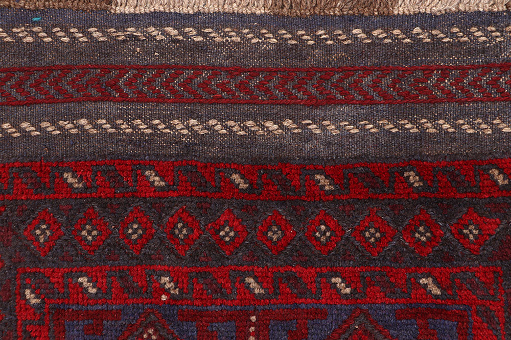Dark Red Mashwani 2' 5 x 11' 8 - No. 63621 - ALRUG Rug Store