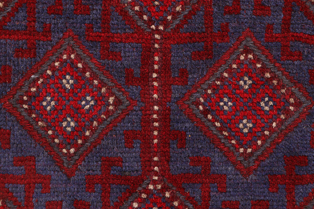 Dark Red Mashwani 2' 5 x 11' 8 - No. 63621 - ALRUG Rug Store