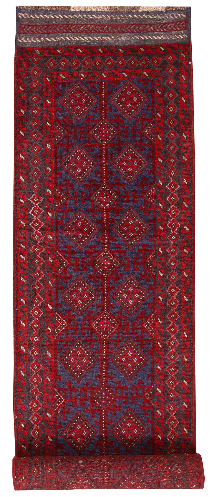 Dark Red Mashwani 2' 5 x 11' 8 - No. 63621 - ALRUG Rug Store