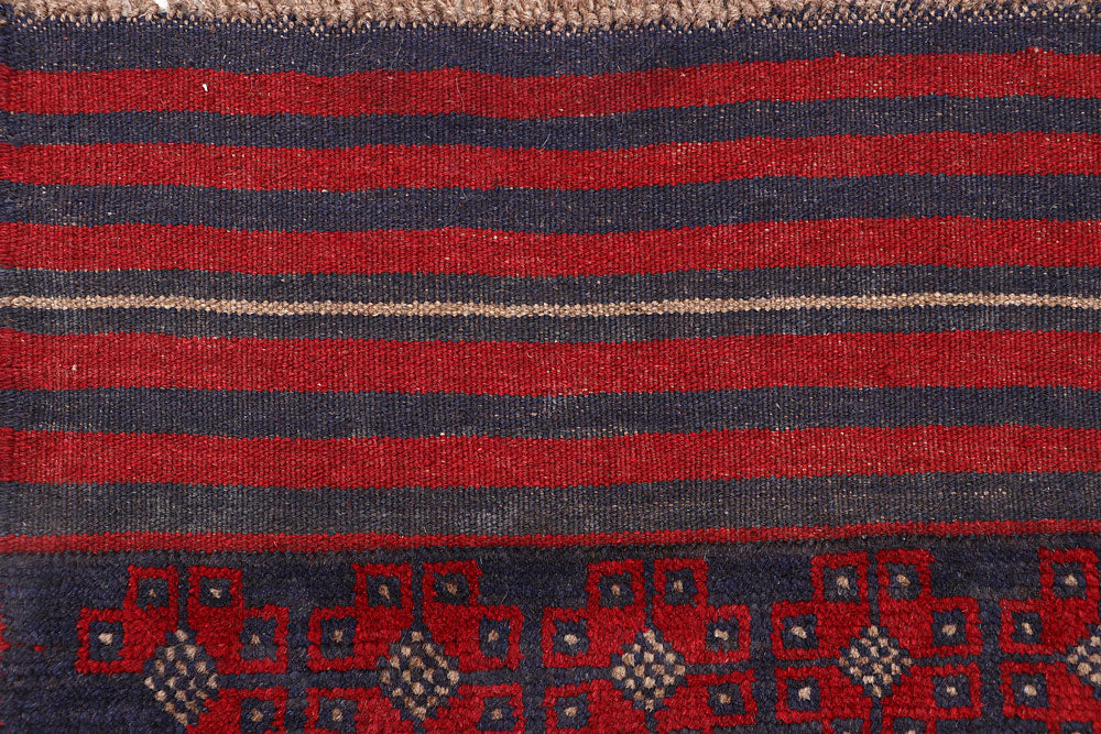 Dark Red Mashwani 2' 2 x 12' 2 - No. 63622 - ALRUG Rug Store