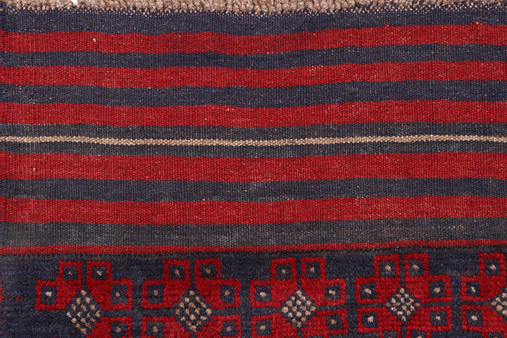 Dark Red Mashwani 2' 2 x 12' 2 - No. 63622 - ALRUG Rug Store