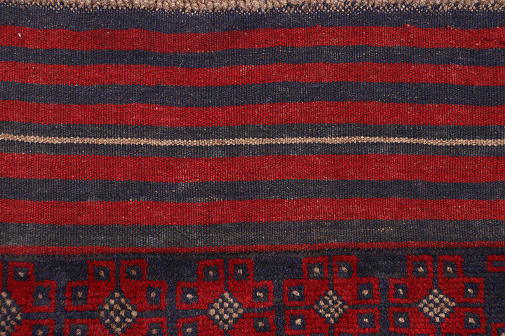 Dark Red Mashwani 2' 2 x 12' 2 - No. 63622 - ALRUG Rug Store