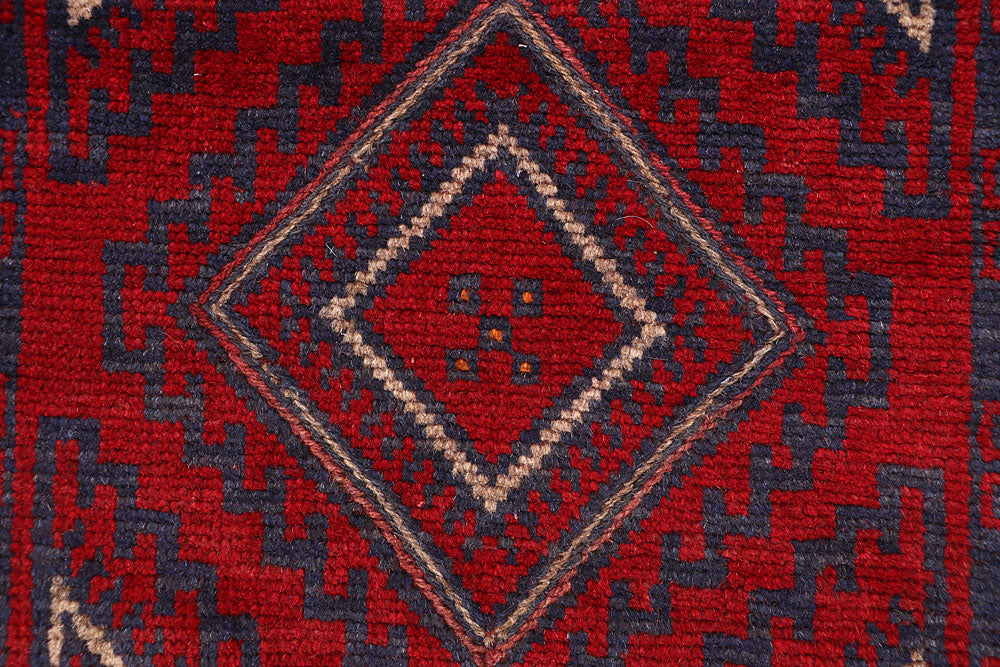 Dark Red Mashwani 2' 2 x 12' 2 - No. 63622 - ALRUG Rug Store