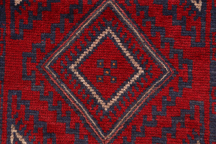 Dark Red Mashwani 2' 2 x 12' 2 - No. 63622 - ALRUG Rug Store
