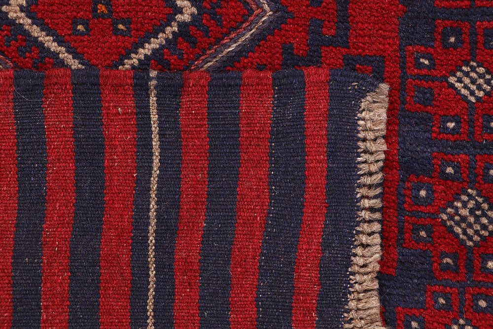 Dark Red Mashwani 2' 2 x 12' 2 - No. 63622 - ALRUG Rug Store