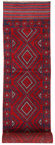 Dark Red Mashwani 2' 2 x 12' 2 - No. 63622 - ALRUG Rug Store