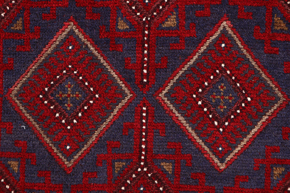 Dark Red Mashwani 2' 8 x 11' 9 - No. 63623 - ALRUG Rug Store
