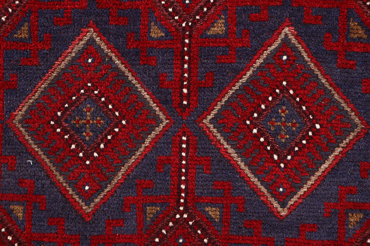 Dark Red Mashwani 2' 8 x 11' 9 - No. 63623 - ALRUG Rug Store