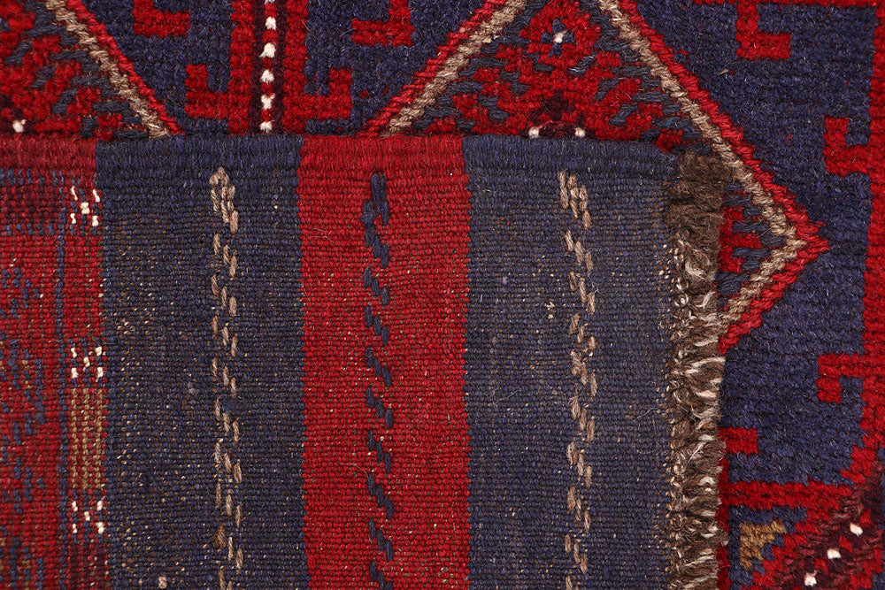Dark Red Mashwani 2' 8 x 11' 9 - No. 63623 - ALRUG Rug Store