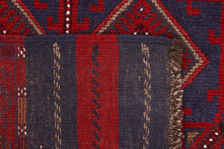 Dark Red Mashwani 2' 8 x 11' 9 - No. 63623 - ALRUG Rug Store