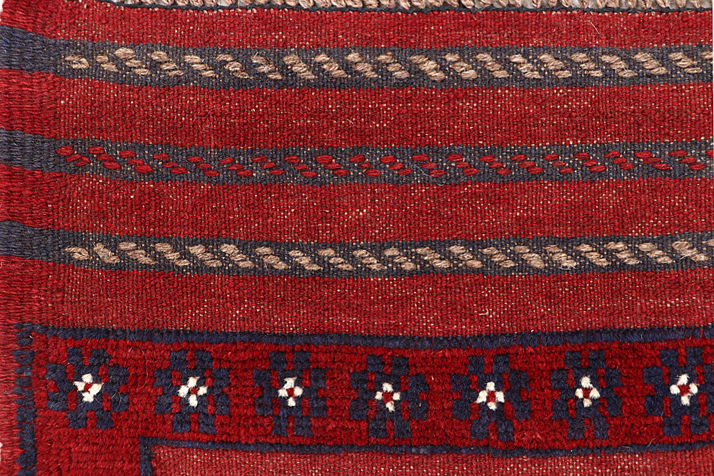 Dark Red Mashwani 2' x 8' 1 - No. 63624 - ALRUG Rug Store