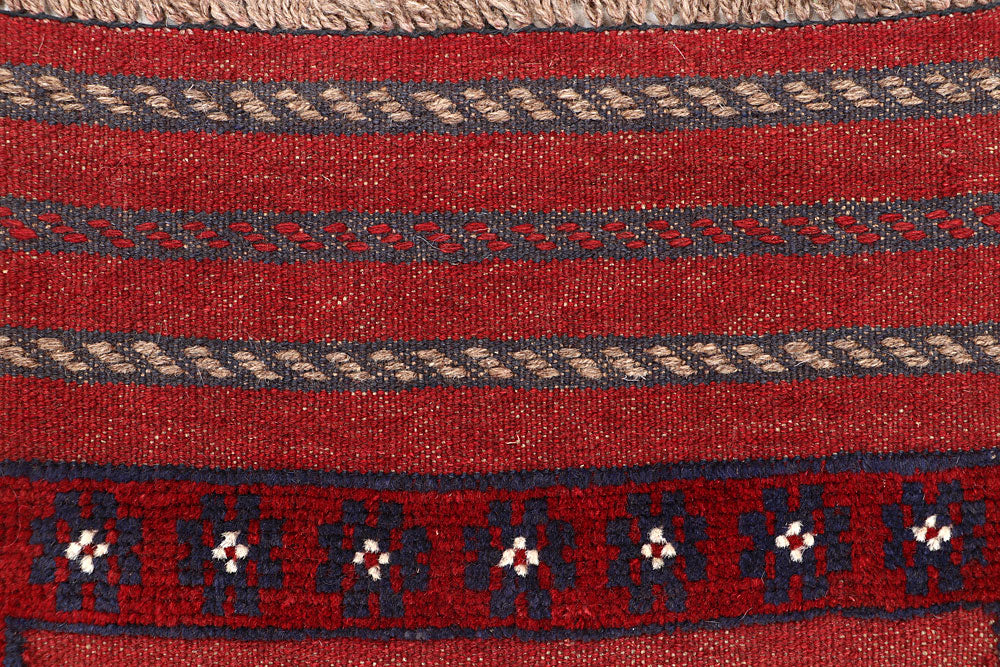 Dark Red Mashwani 2' x 8' 1 - No. 63624 - ALRUG Rug Store