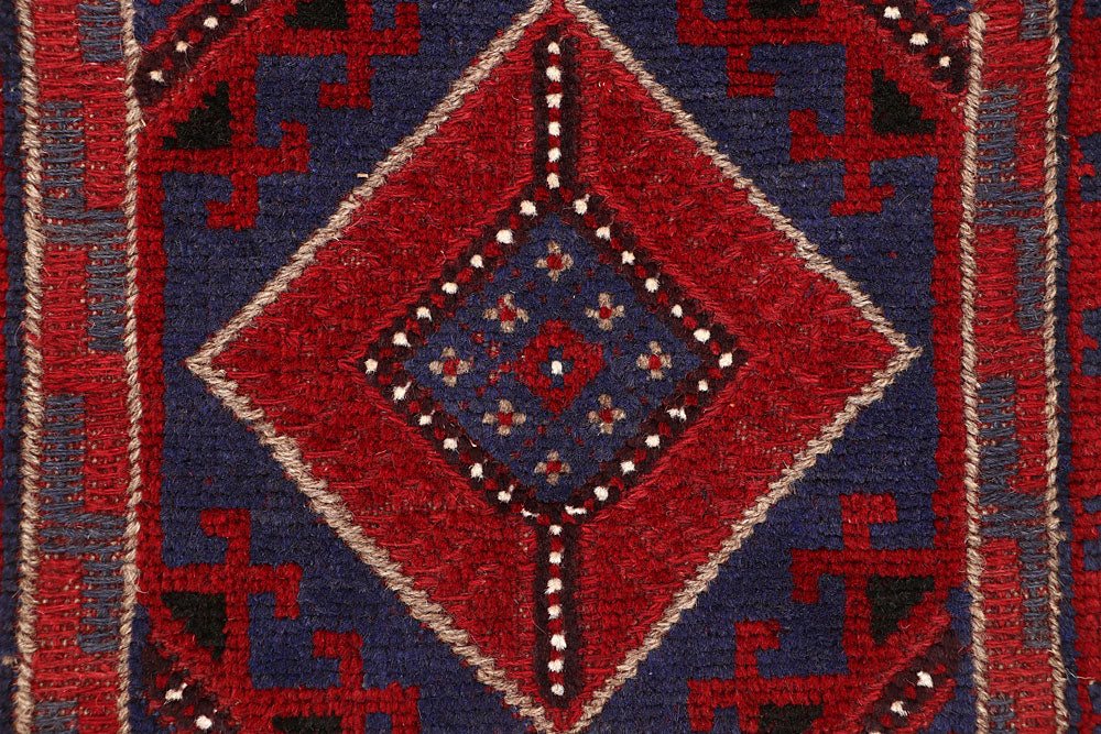 Dark Red Mashwani 2' x 8' 1 - No. 63624 - ALRUG Rug Store