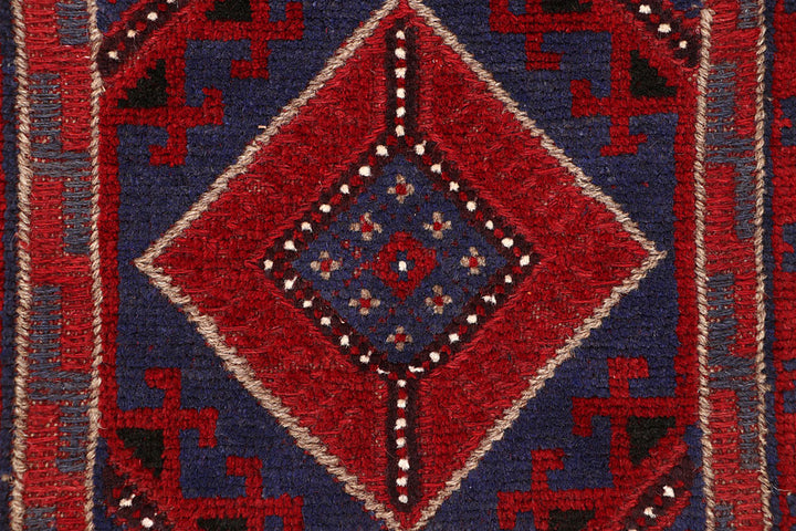Dark Red Mashwani 2' x 8' 1 - No. 63624 - ALRUG Rug Store