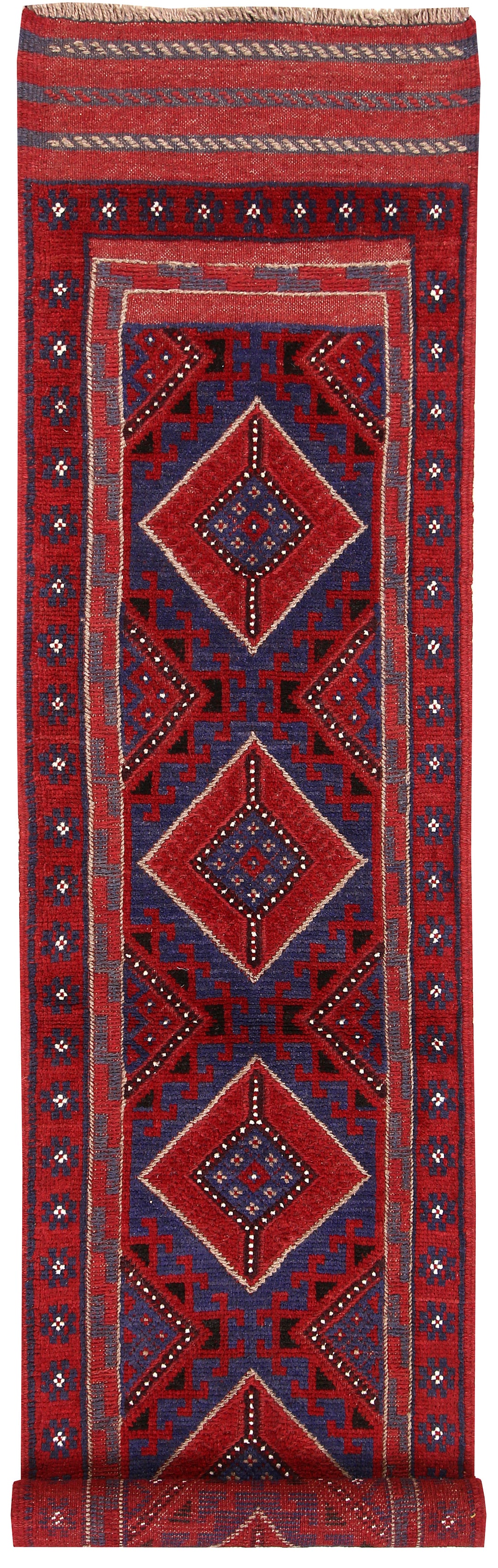 Dark Red Mashwani 2' x 8' 1 - No. 63624 - ALRUG Rug Store