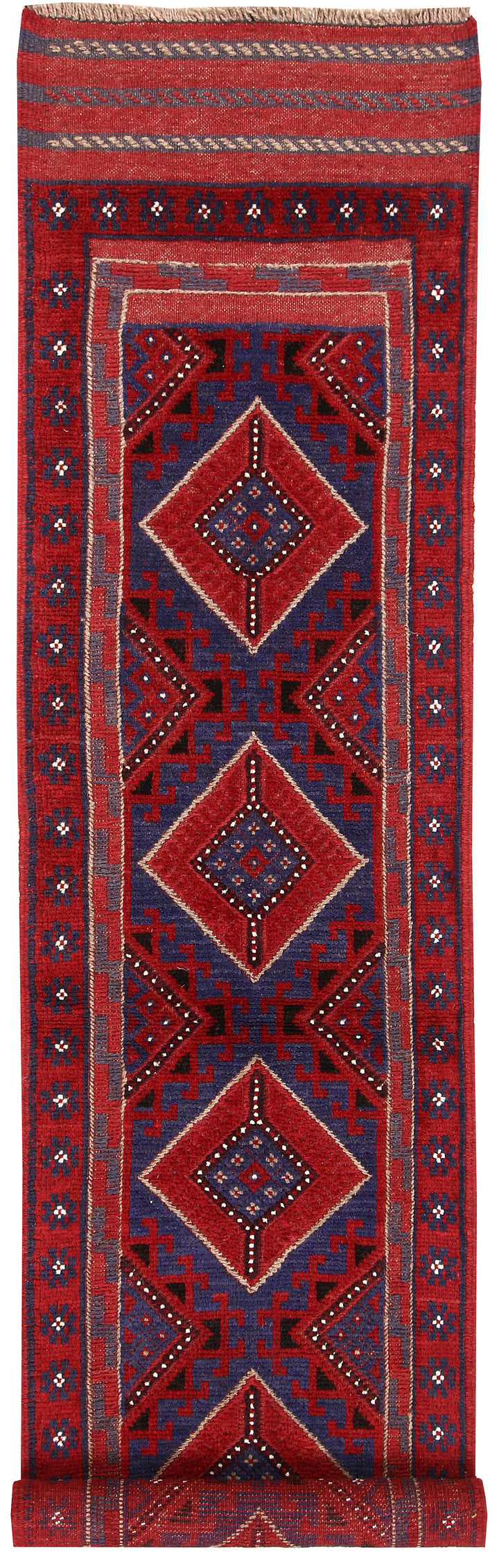 Dark Red Mashwani 2' x 8' 1 - No. 63624 - ALRUG Rug Store