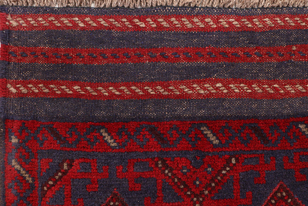 Dark Red Mashwani 2' 1 x 8' 6 - No. 63625 - ALRUG Rug Store