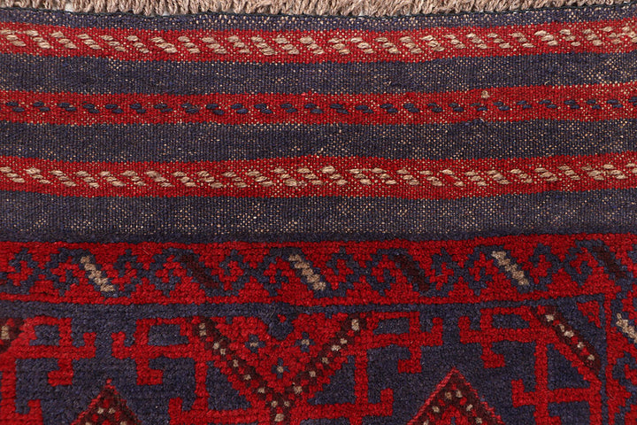 Dark Red Mashwani 2' 1 x 8' 6 - No. 63625 - ALRUG Rug Store