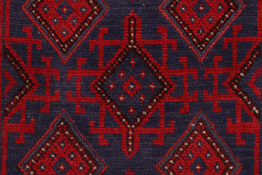 Dark Red Mashwani 2' 1 x 8' 6 - No. 63625 - ALRUG Rug Store