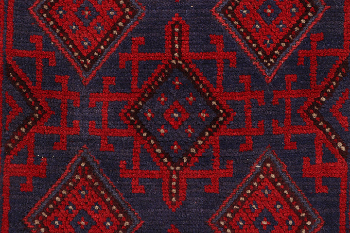 Dark Red Mashwani 2' 1 x 8' 6 - No. 63625 - ALRUG Rug Store