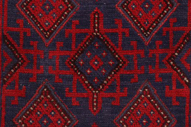 Dark Red Mashwani 2' 1 x 8' 6 - No. 63625 - ALRUG Rug Store