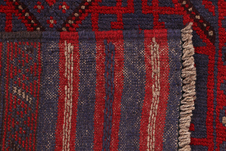 Dark Red Mashwani 2' 1 x 8' 6 - No. 63625 - ALRUG Rug Store