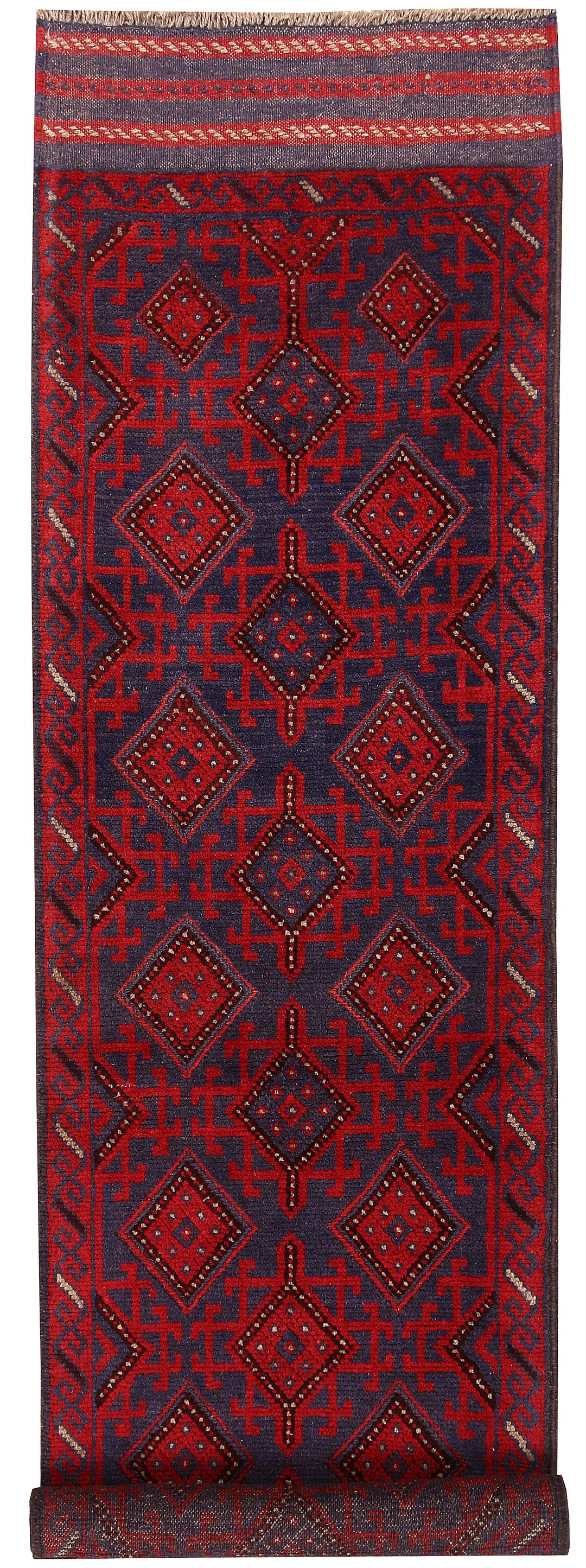 Dark Red Mashwani 2' 1 x 8' 6 - No. 63625 - ALRUG Rug Store