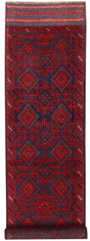 Dark Red Mashwani 2' 1 x 8' 6 - No. 63625 - ALRUG Rug Store
