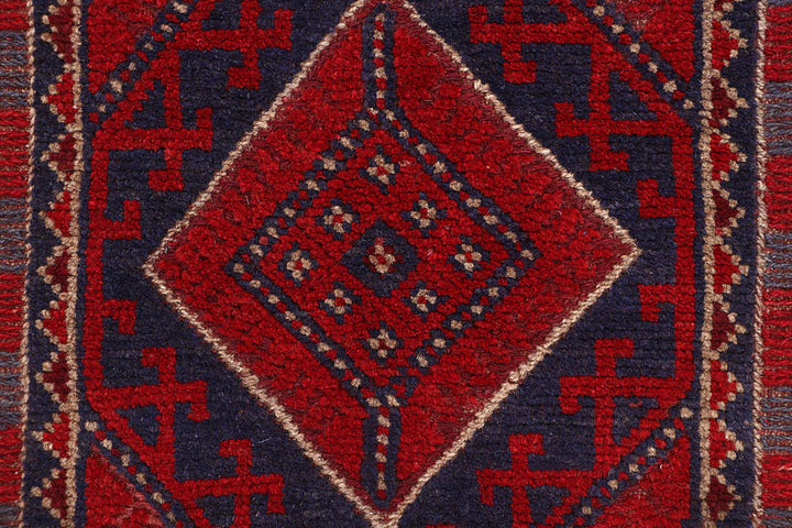 Dark Red Mashwani 2' x 7' 8 - No. 63626 - ALRUG Rug Store