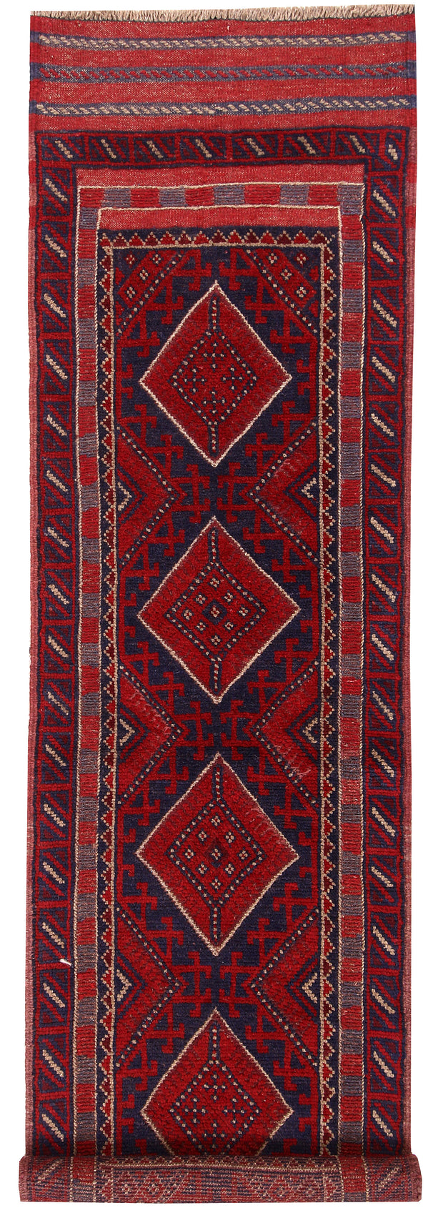 Dark Red Mashwani 2' x 7' 8 - No. 63626 - ALRUG Rug Store
