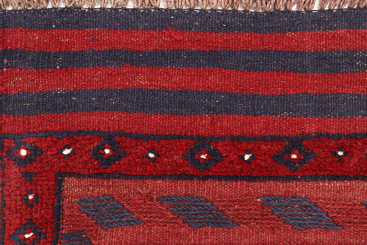 Dark Red Mashwani 2' x 7' 10 - No. 63627 - ALRUG Rug Store