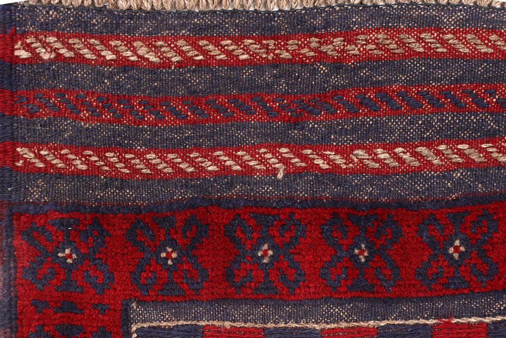 Dark Red Mashwani 2' 1 x 8' 3 - No. 63628 - ALRUG Rug Store