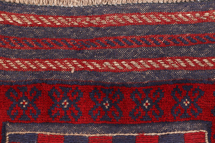 Dark Red Mashwani 2' 1 x 8' 3 - No. 63628 - ALRUG Rug Store