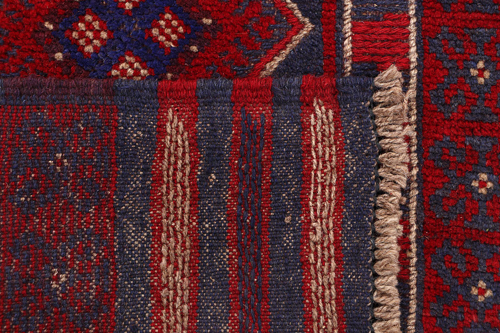 Dark Red Mashwani 2' 1 x 8' 3 - No. 63628 - ALRUG Rug Store