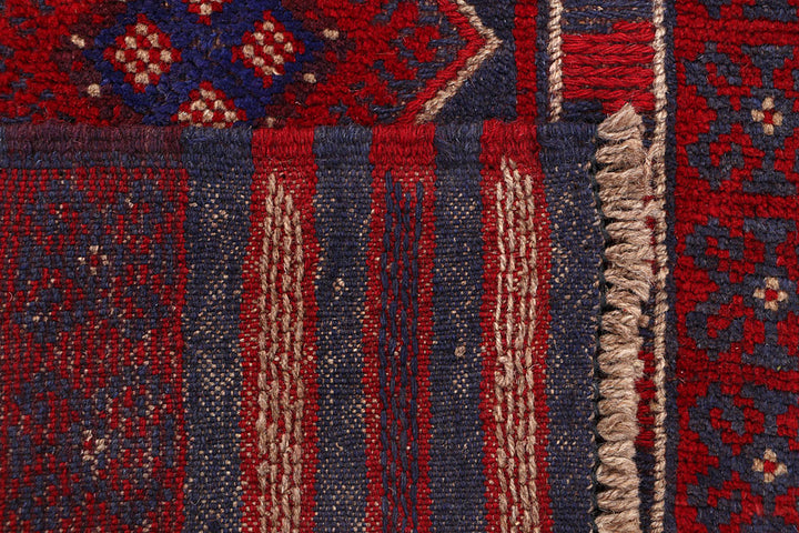 Dark Red Mashwani 2' 1 x 8' 3 - No. 63628 - ALRUG Rug Store