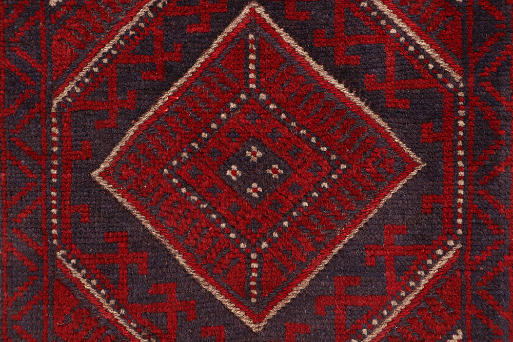 Dark Red Mashwani 2' 1 x 7' 8 - No. 63630 - ALRUG Rug Store