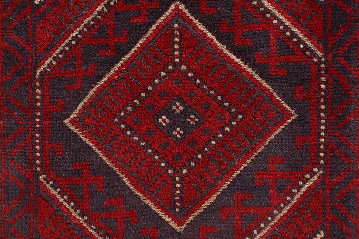 Dark Red Mashwani 2' 1 x 7' 8 - No. 63630 - ALRUG Rug Store