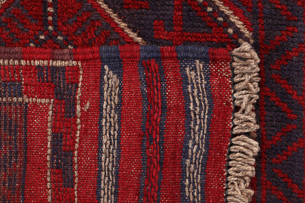 Dark Red Mashwani 2' 1 x 7' 8 - No. 63630 - ALRUG Rug Store