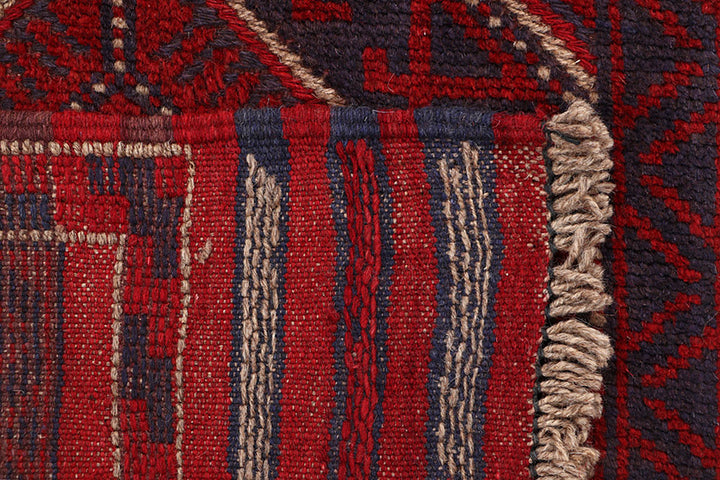Dark Red Mashwani 2' 1 x 7' 8 - No. 63630 - ALRUG Rug Store
