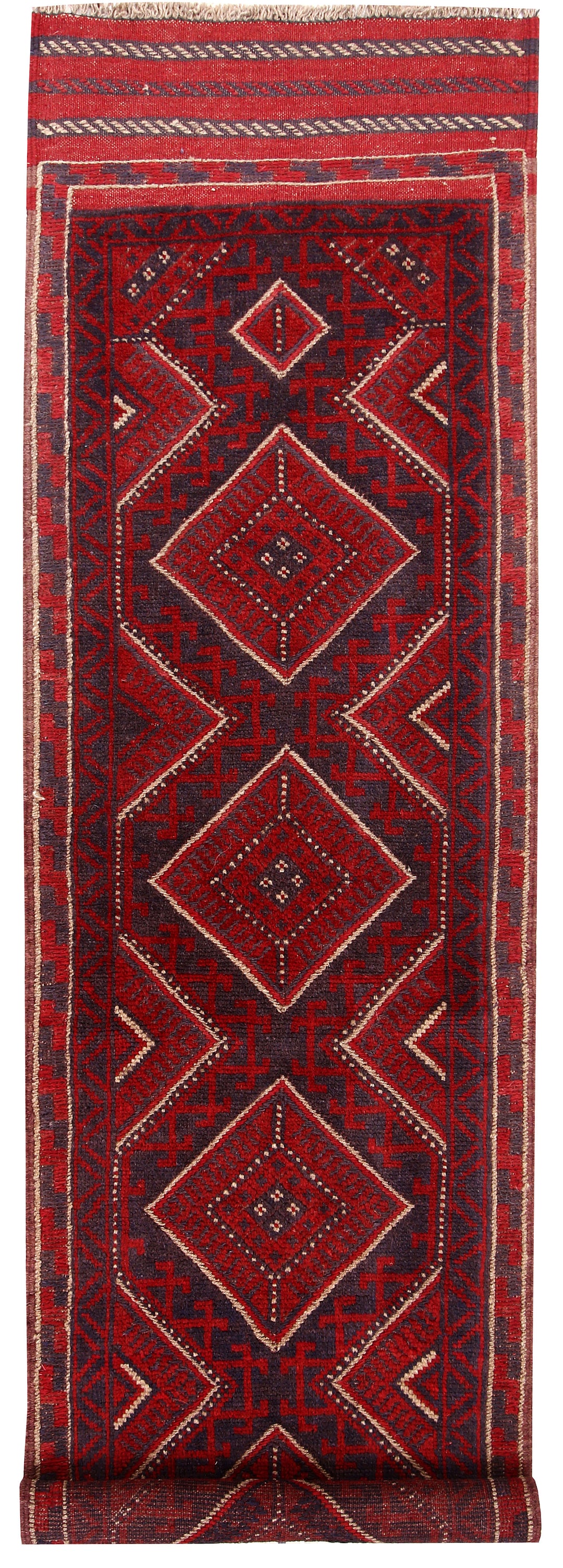 Dark Red Mashwani 2' 1 x 7' 8 - No. 63630 - ALRUG Rug Store