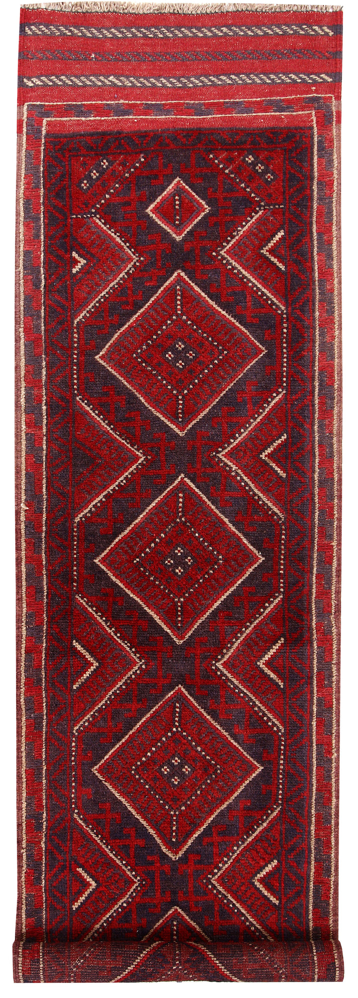 Dark Red Mashwani 2' 1 x 7' 8 - No. 63630 - ALRUG Rug Store