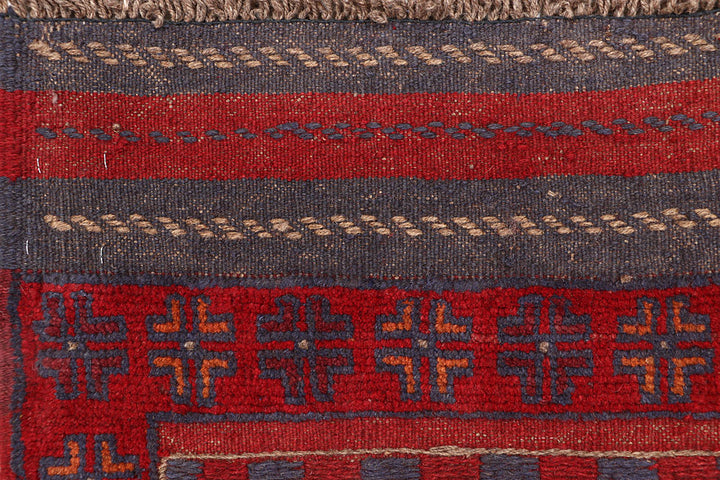 Dark Red Mashwani 2' 2 x 7' 7 - No. 63631 - ALRUG Rug Store