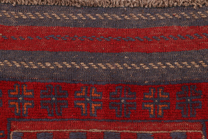 Dark Red Mashwani 2' 2 x 7' 7 - No. 63631 - ALRUG Rug Store