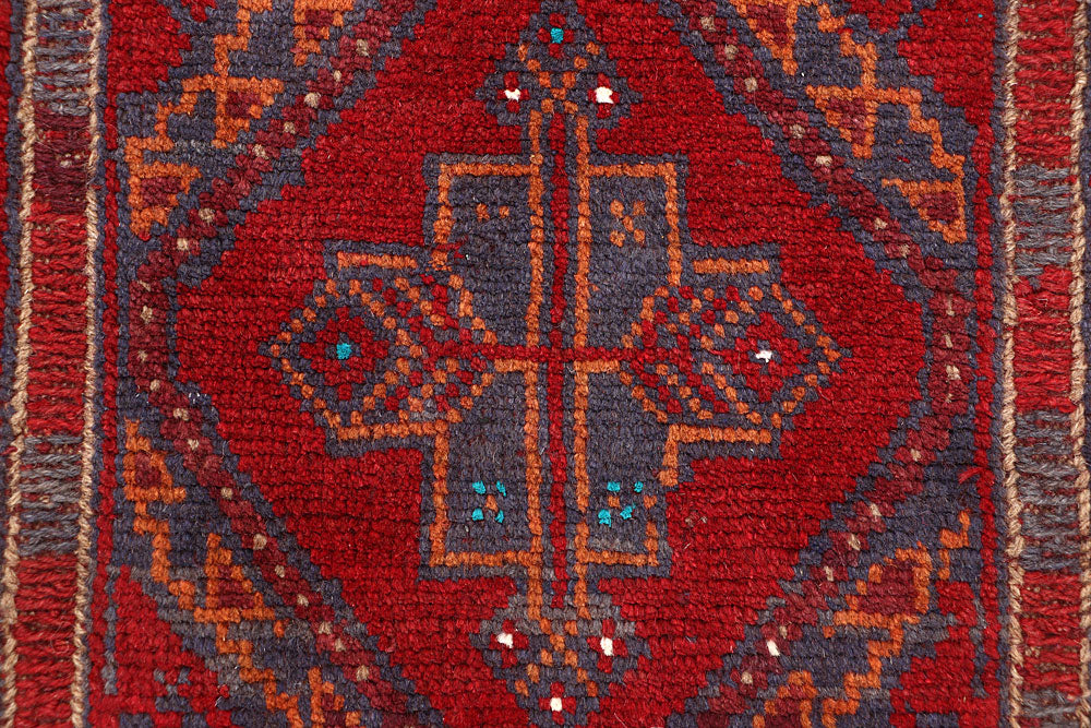 Dark Red Mashwani 2' 2 x 7' 7 - No. 63631 - ALRUG Rug Store