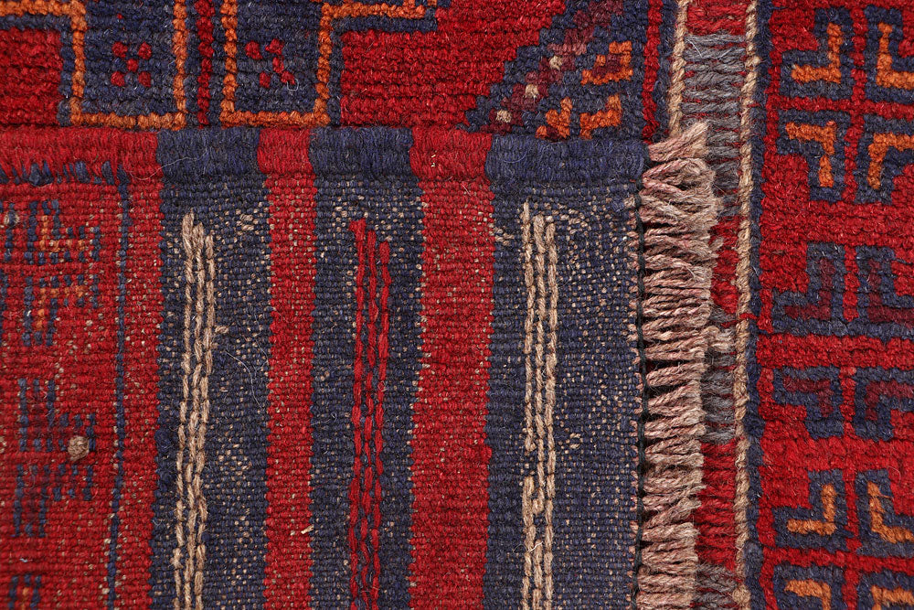 Dark Red Mashwani 2' 2 x 7' 7 - No. 63631 - ALRUG Rug Store