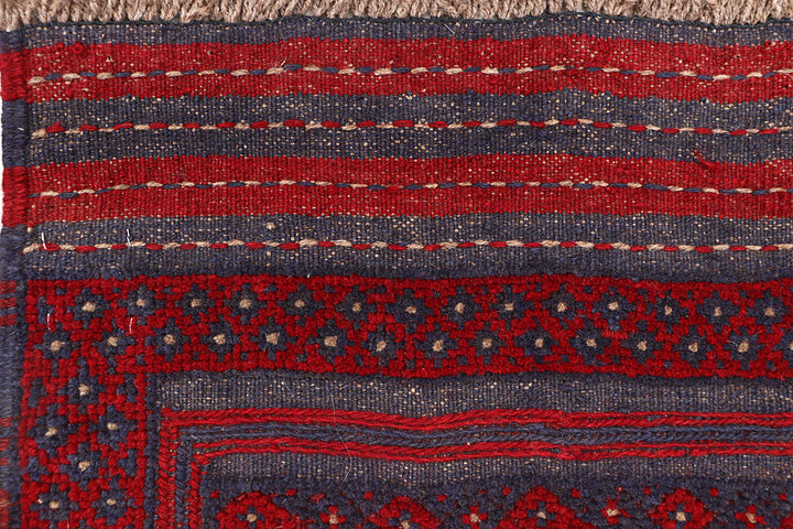 Dark Red Mashwani 2' x 7' 2 - No. 63632 - ALRUG Rug Store