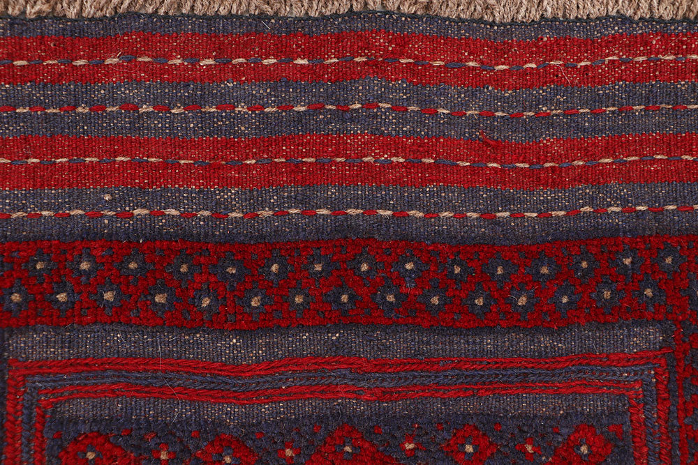 Dark Red Mashwani 2' x 7' 2 - No. 63632 - ALRUG Rug Store