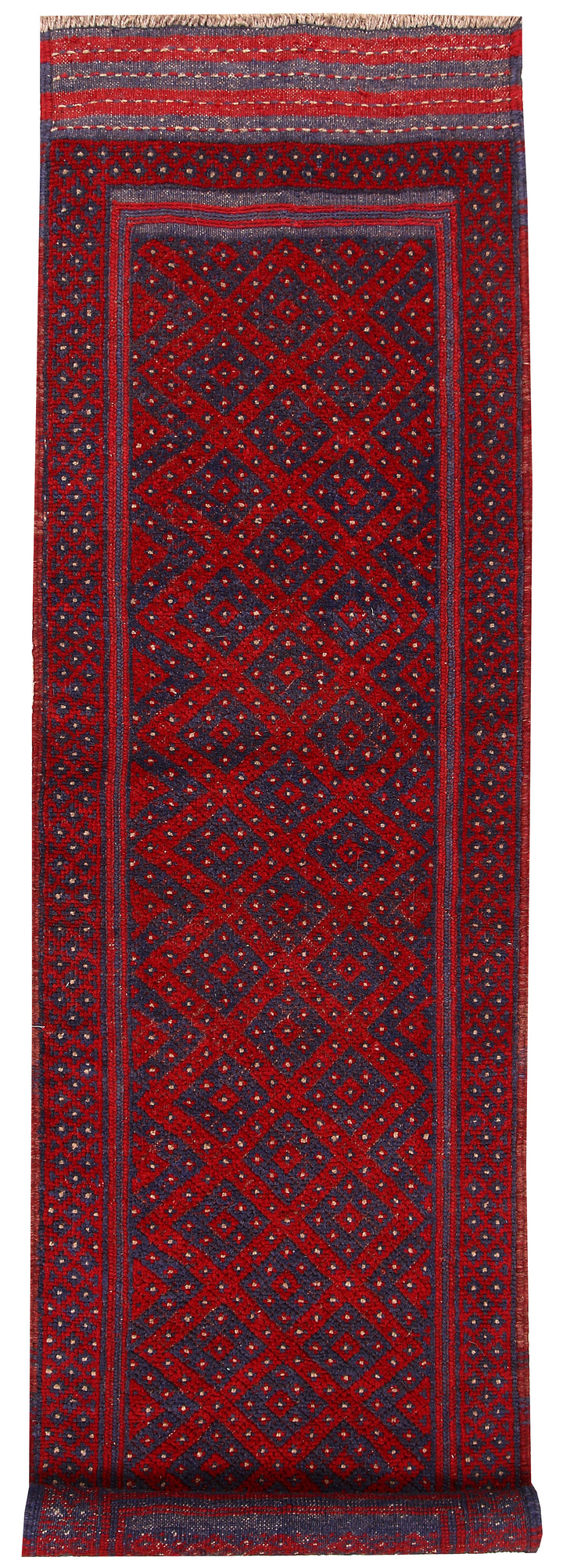 Dark Red Mashwani 2' x 7' 2 - No. 63632 - ALRUG Rug Store
